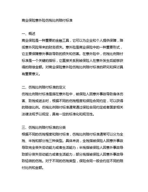 商业保险意外险伤残比例赔付标准