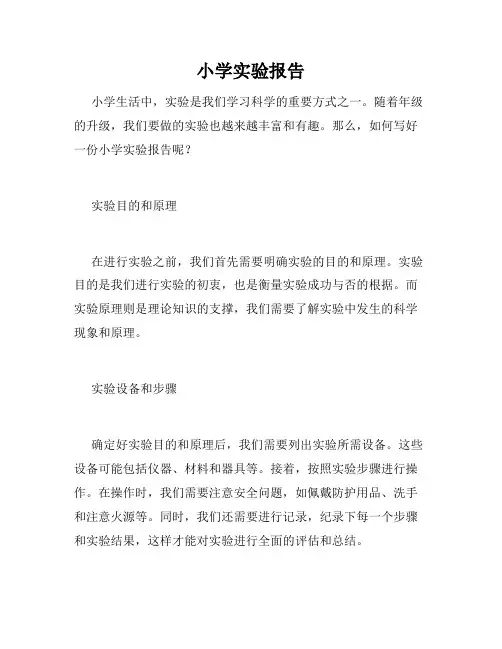 小学实验报告