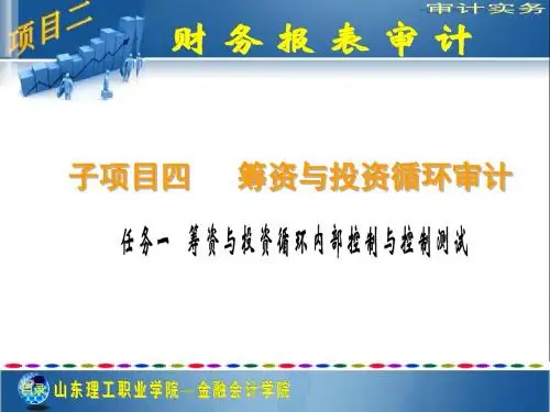 项目二 子项目四 任务一 筹资与投资循环内部控制和控制测试.