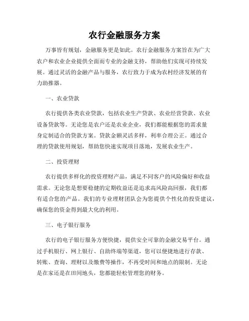 农行金融服务方案