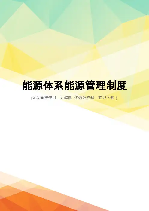 最新能源体系能源管理制度