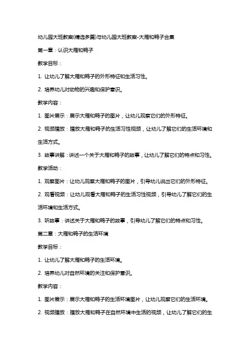 幼儿园大班教案(多篇)与幼儿园大班教案大雁和鸭子合集