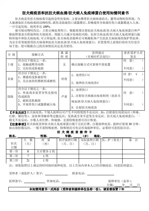 狂犬疫苗接种知情同意书