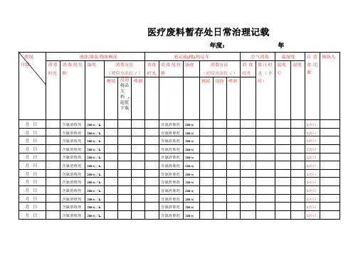 医疗废物暂存点消毒记录表