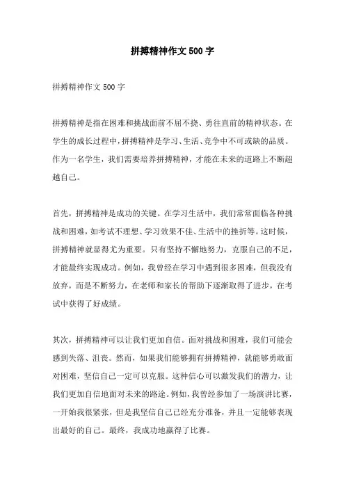 拼搏精神作文500字