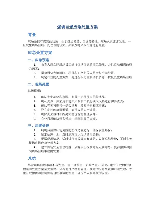 煤场自燃应急处置方案