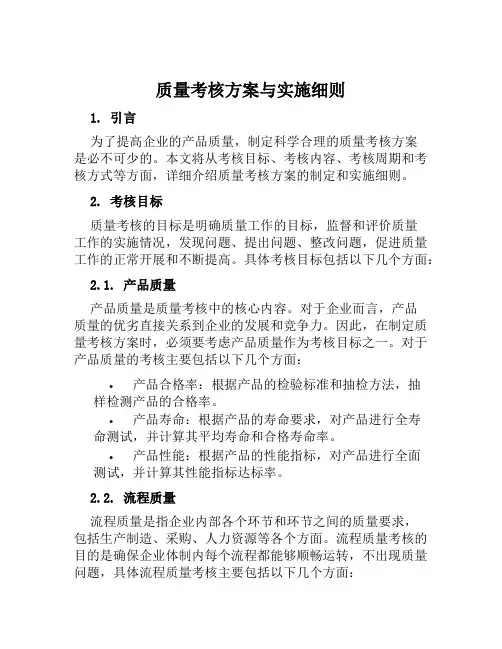 质量考核方案与实施细则范本