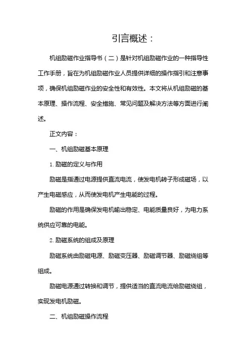 机组励磁作业指导书