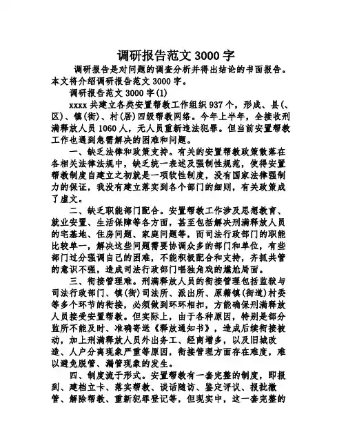 调研报告范文3000字