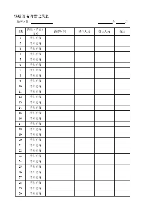 [工作]场所清洁消毒记录表1