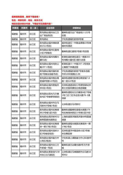 新版福建省福州市台江区菜鸟驿站企业公司商家户名录单联系方式地址大全78家