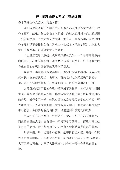 奋斗的理由作文范文(3篇)
