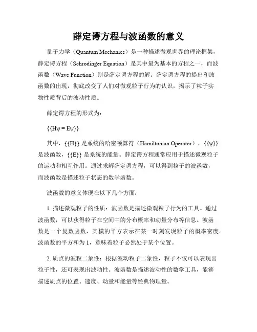 薛定谔方程与波函数的意义