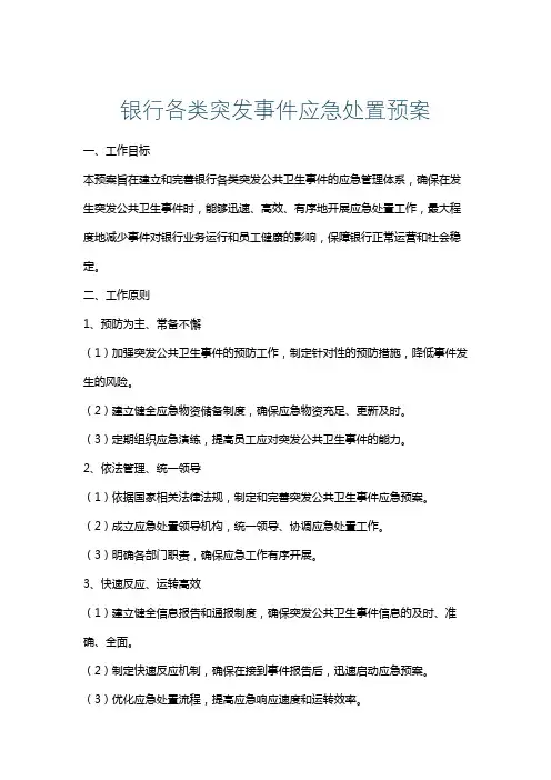 银行各类突发事件应急处置预案