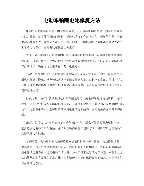 电动车铅酸电池修复方法