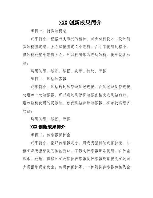 XXX创新成果简介