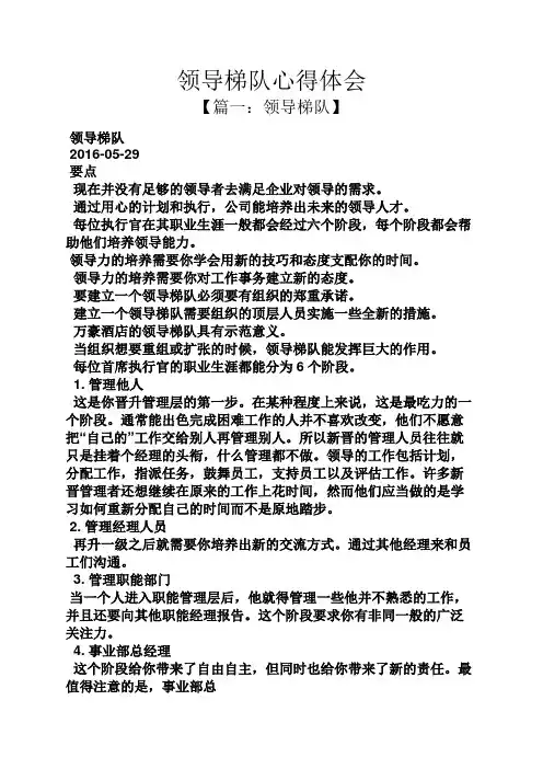 领导梯队心得体会