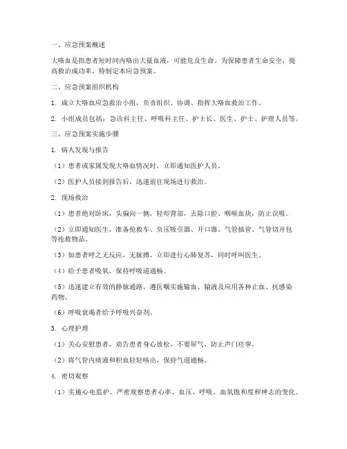 大咯血病人的应急预案