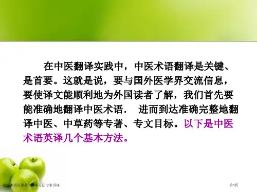中医术语汉译英的基本方法专家讲座