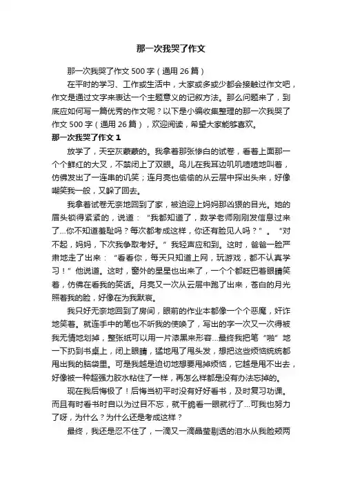 那一次我哭了作文