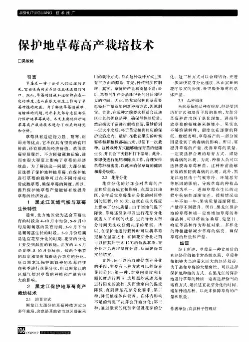 保护地草莓高产栽培技术