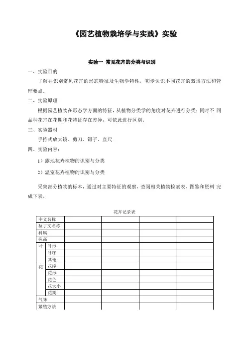 园艺植物种植与实践试验方案