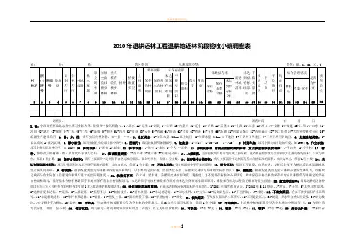 林业小班调查表及填写说明