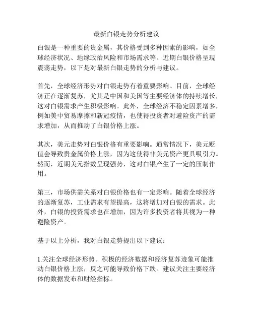 最新白银走势分析建议