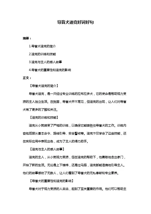 导盲犬迪克好词好句