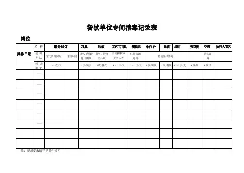 11餐饮单位场所消毒记录表