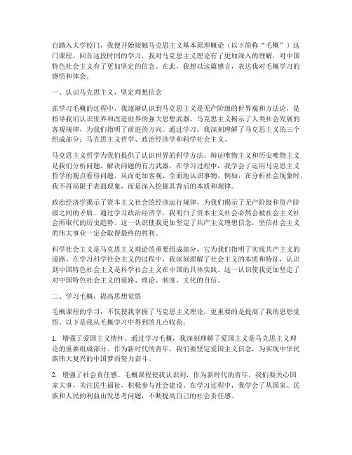 大学毛概学习感言