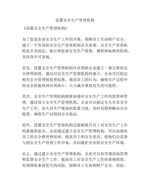 设置安全生产管理机构