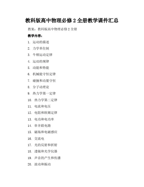 教科版高中物理必修2全册教学课件汇总