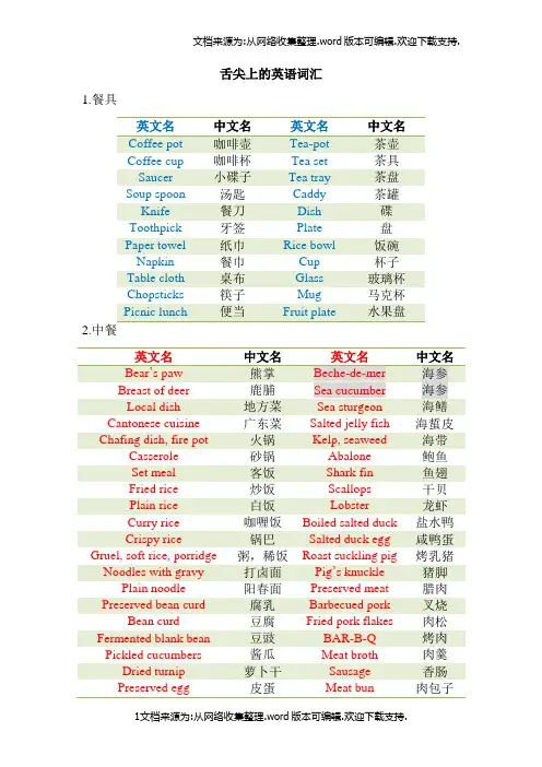 舌尖上的英语词汇