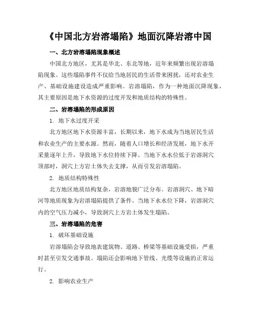 《中国北方岩溶塌陷》地面沉降-岩溶-中国