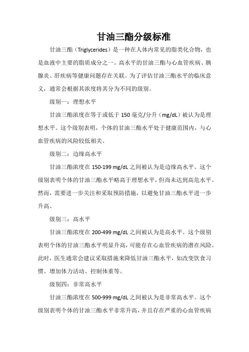 甘油三酯分级标准