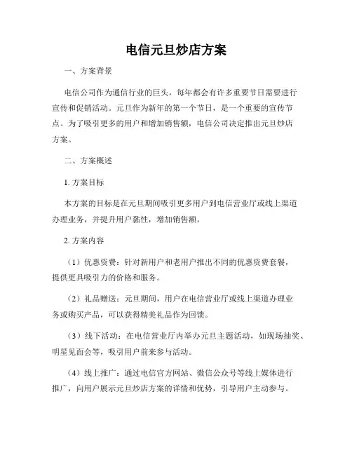 电信元旦炒店方案
