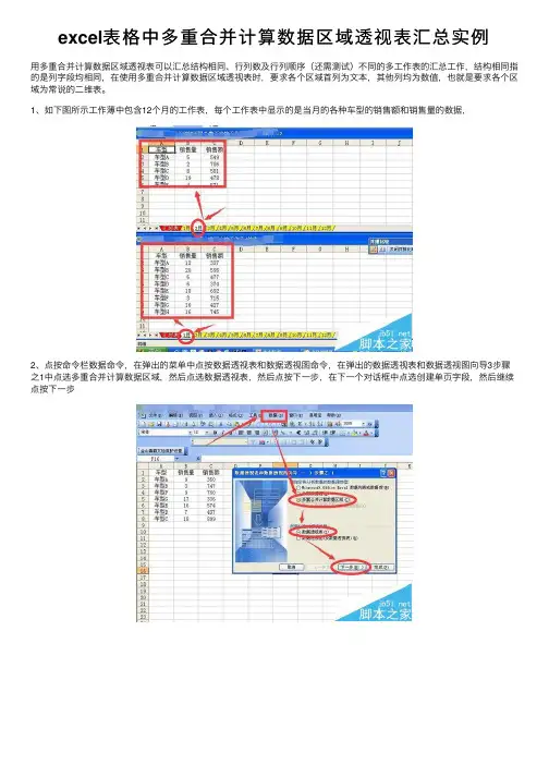 excel表格中多重合并计算数据区域透视表汇总实例