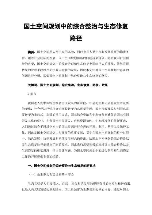 国土空间规划中的综合整治与生态修复路径