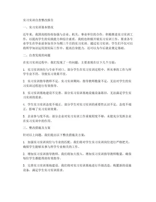 实习实训自查整改报告