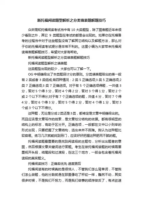 新托福阅读题型解析之分类填表题解题技巧