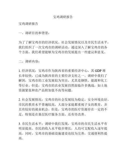 宝鸡调研报告