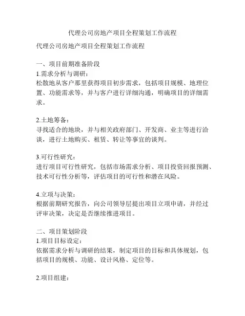 代理公司房地产项目全程策划工作流程