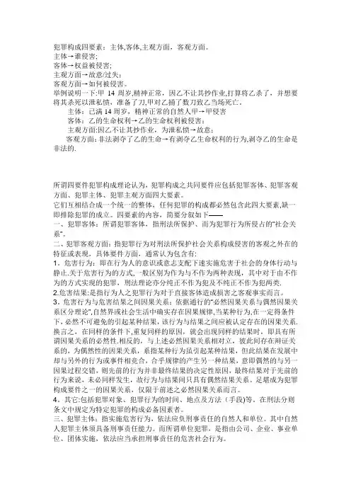 犯罪构成四要素