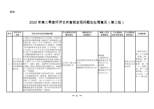 环评文件复核发现问题处理意见