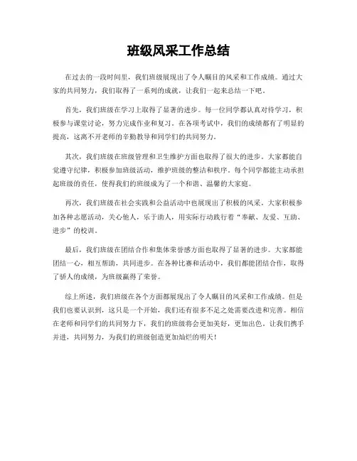 班级风采工作总结