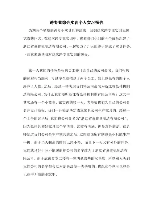 跨专业综合实训个人实习报告
