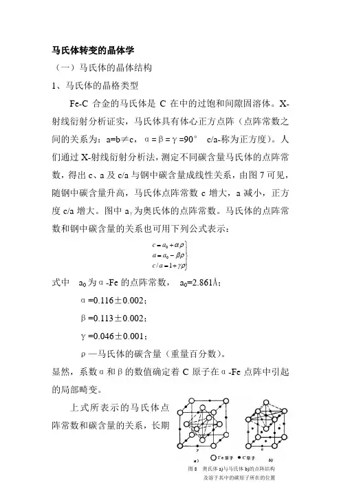 马氏体转变的晶体学