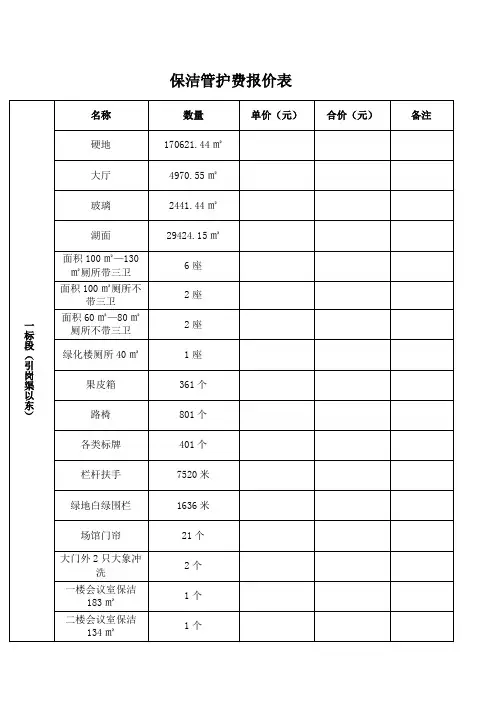 保洁服务项目报价表