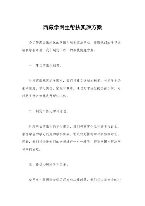 西藏学困生帮扶实施方案